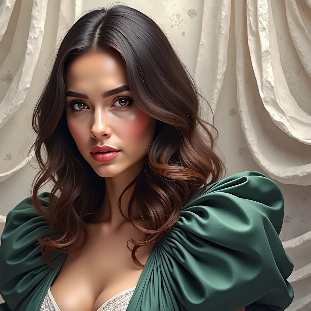 latina woman, elegant dress, detailed full body, gorgeous breasts, hyperrealistic, 8k, cinematic lighting, highly detailed, masterpiece, photorealistic, stunning beauty, elegant pose, intricate textures, volumetric lighting, dramatic shadows, vibrant colors, chiaroscuro, dramatic composition, oil painting style, classical realism