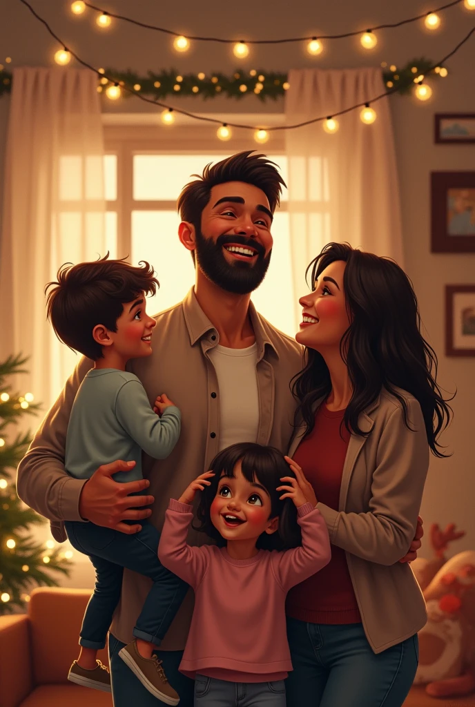 Un homme entre sa famille