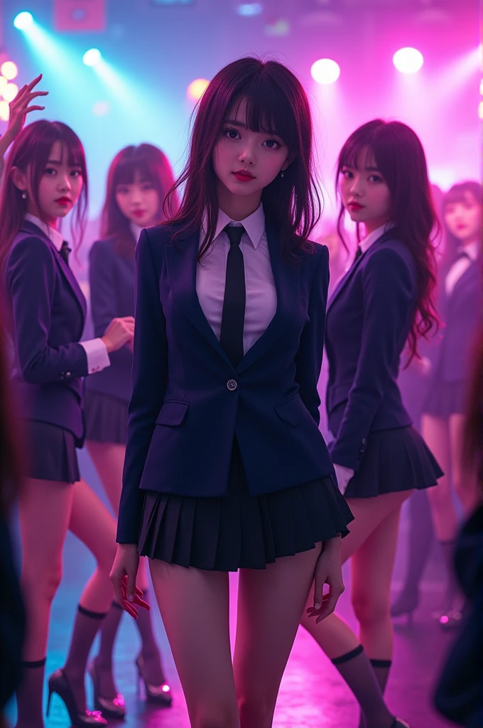 Make me sexy uniform Japanese girls in the night club