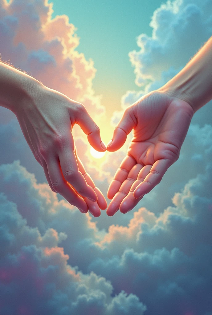 Two hands outstretched, longing to touch but unable to do so. that is not realistic, more like a painting
