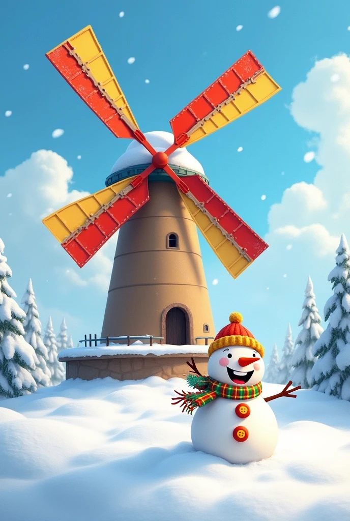 Windmill Mill, harsh winter, cartoons