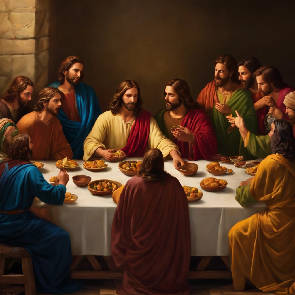 Jesus at the Last Supper with his disciples