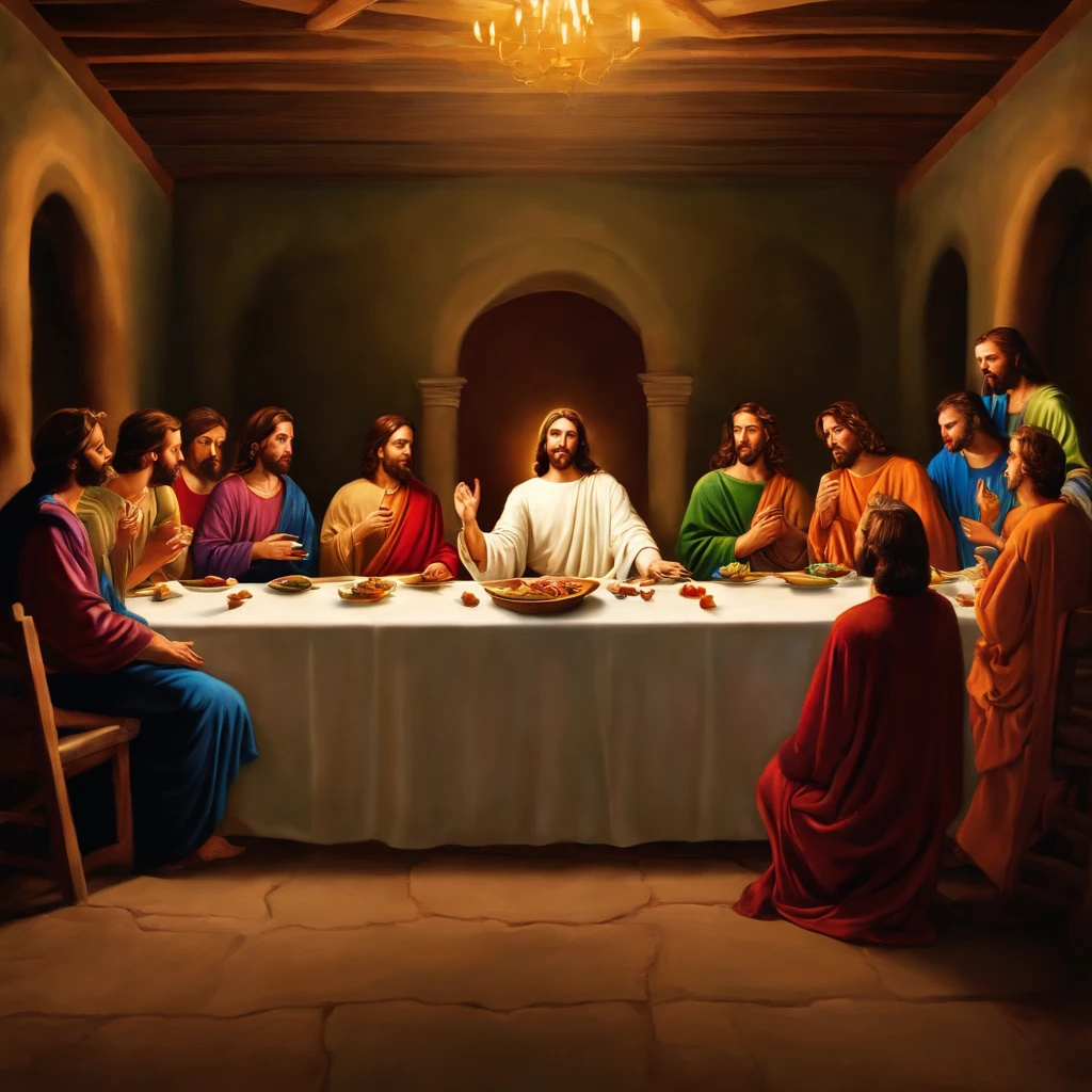 Jesus at the Last Supper with his disciples 