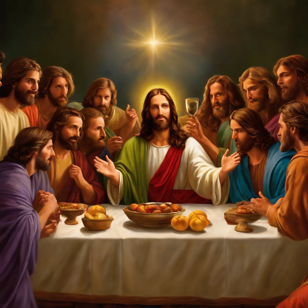 Jesus at the Last Supper with his disciples 