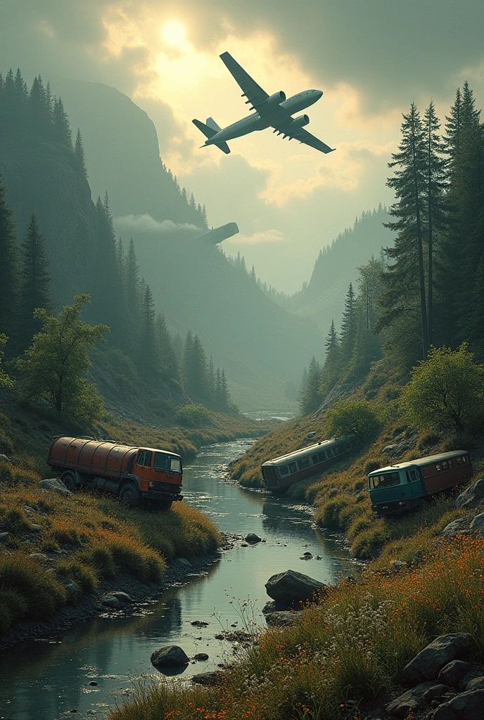 Damage caused by cars, planes, trains and boats in the environment