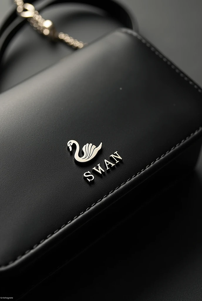 Create a black bag  , and in the middle of a symbol have a small black swan design , And underneath written " SWAN "