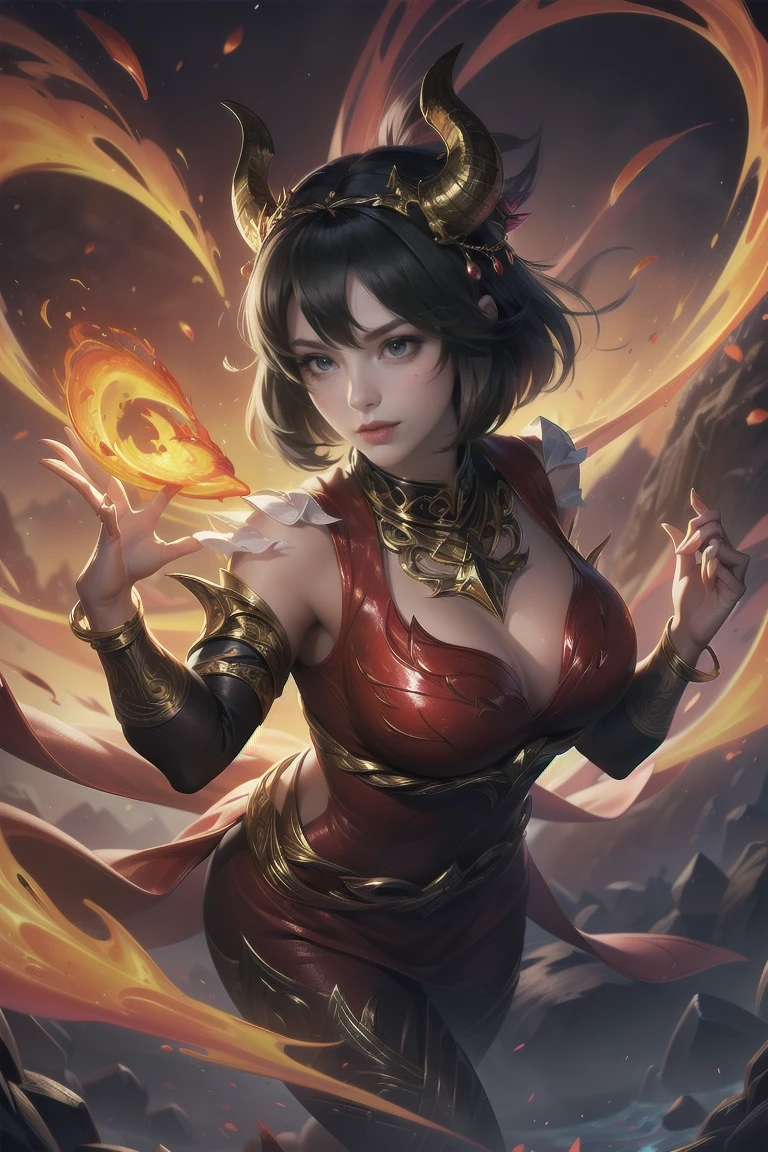 ((Stunning female lava elemental girl)), Delicate and intricate metallic pattern of lava in the form of a demon girl, meat made of lava, completely made of lava, lava elemental, lava skin, Made of fiery lava in the shape of a rope, (Magic Lava Clothes), (((SFW)))