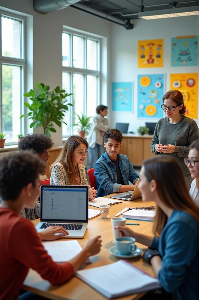 Des étudiants qui suivent un cours d’anglais à TOPWORK