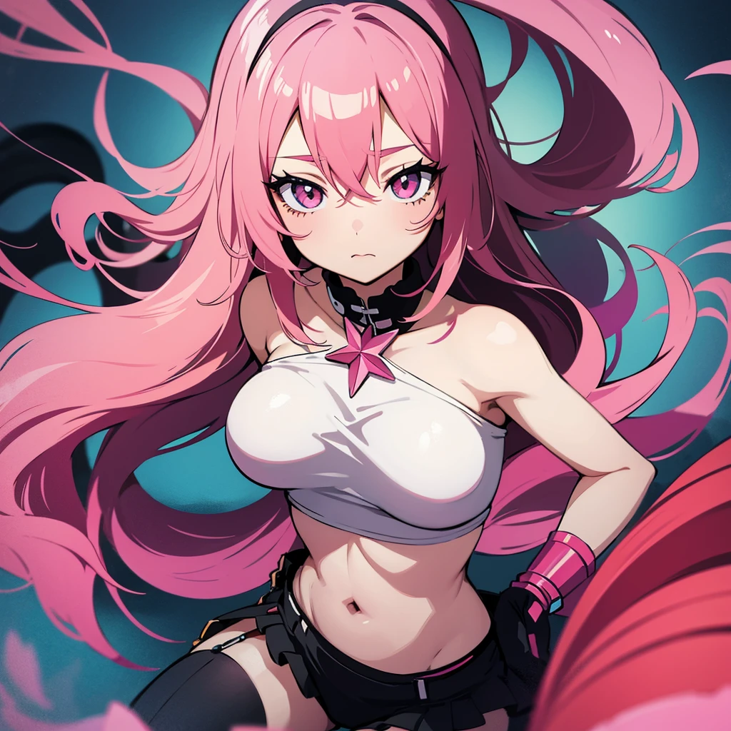 Anime girl in love, pink hair, pop art