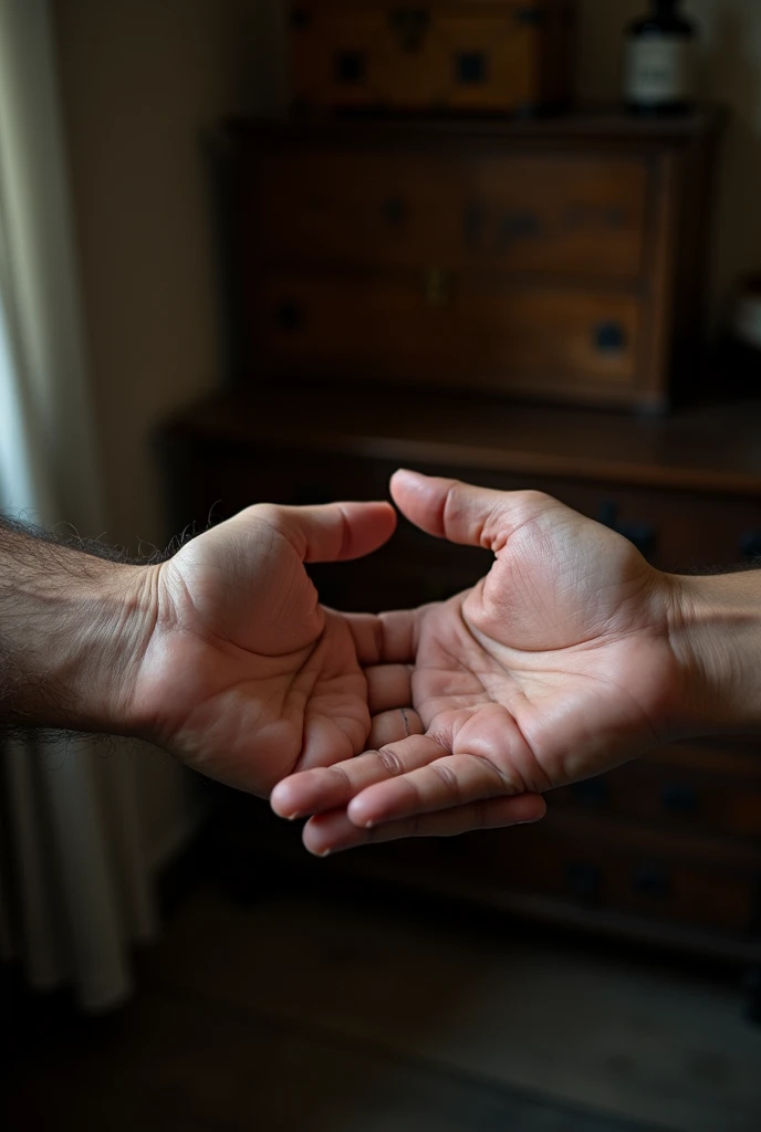 Two male hands with their index fingers about to touch
