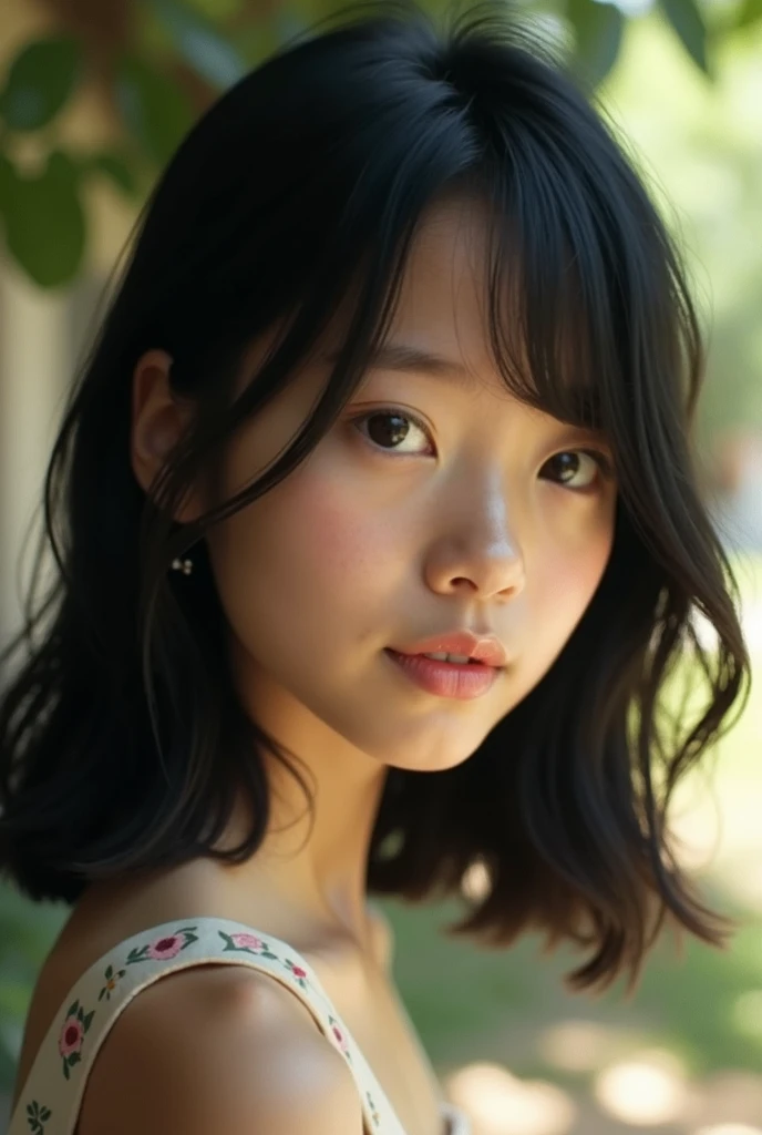 Facebook profile picture of a 16 year old girl, with black hair and fair skin, that her face is not very visible and that the image quality is not good