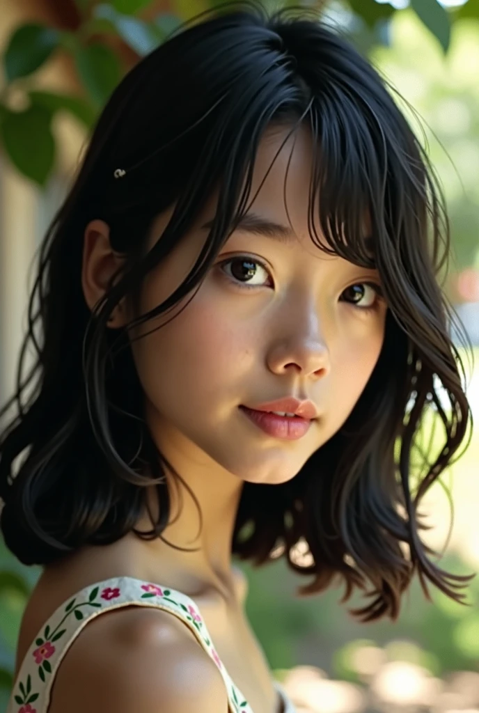 Facebook profile picture of a 16 year old girl, with black hair and fair skin, that her face is not very visible and that the image quality is not good