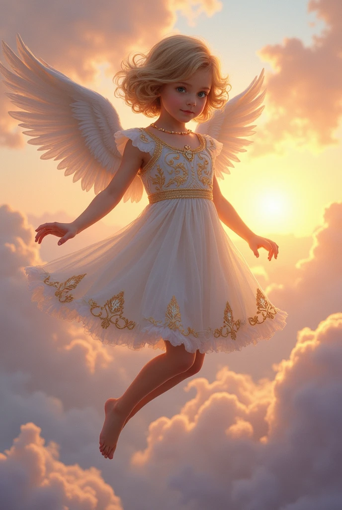 1girl, short flowing hair, wearing upper class roman inspired dress, looking down at the viewer while flying with wings,