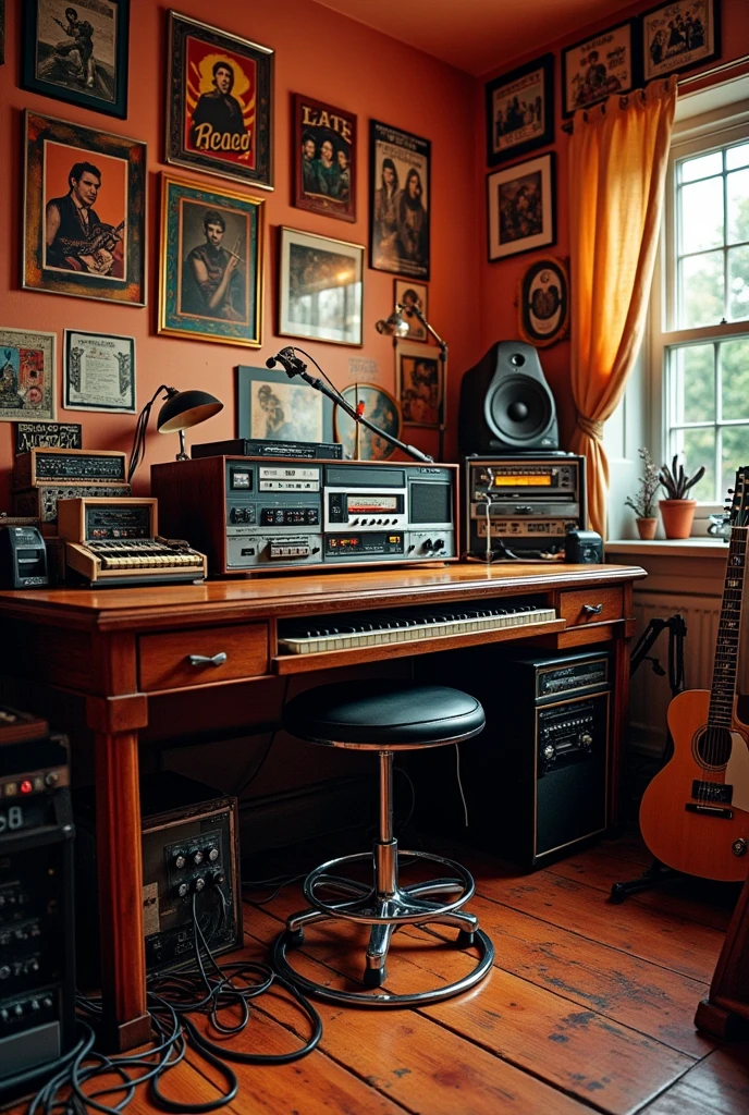un studio de musica con un cassette 