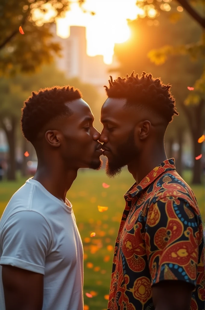 Two black men kissing