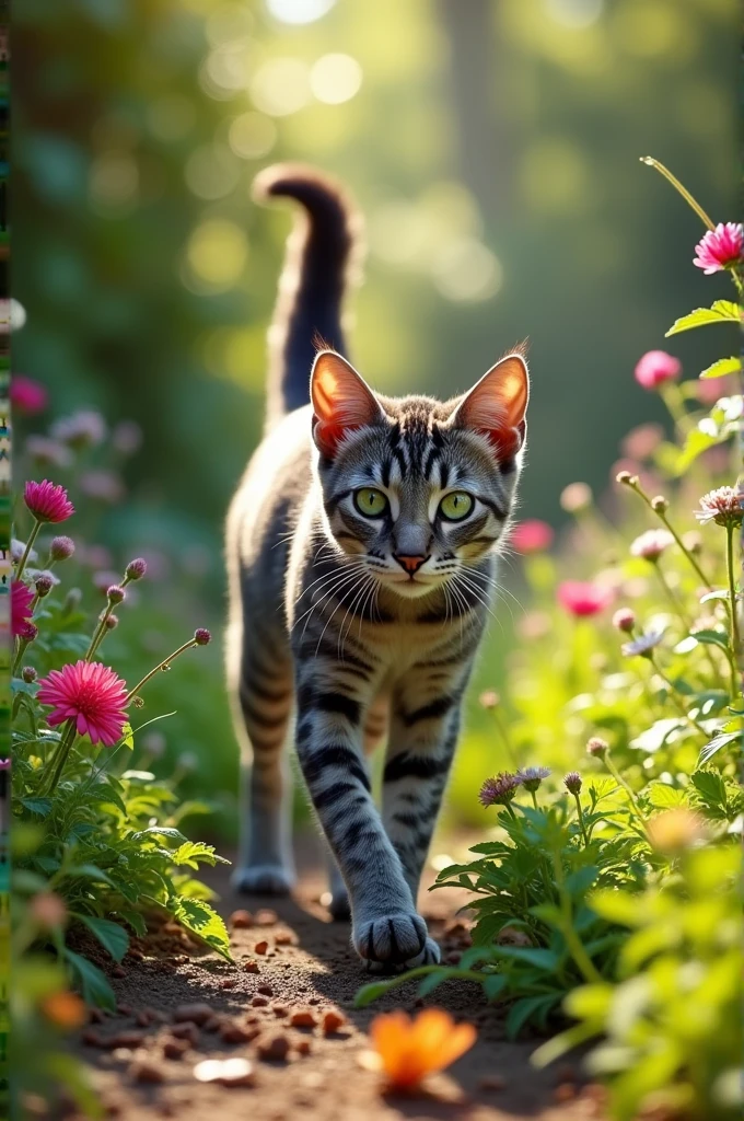 Gray cat with full body stripes 