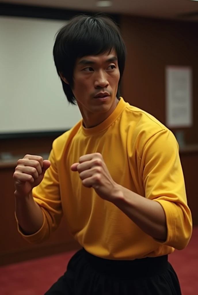 Bruce Lee was fighting in the presentation room.