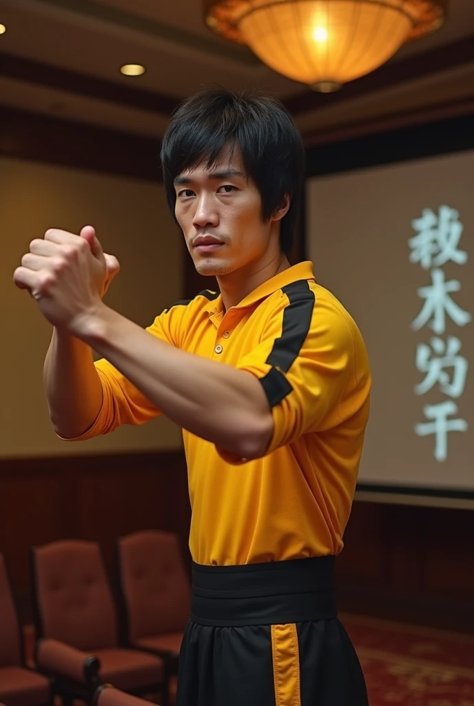 Bruce Lee was fighting in the presentation room.