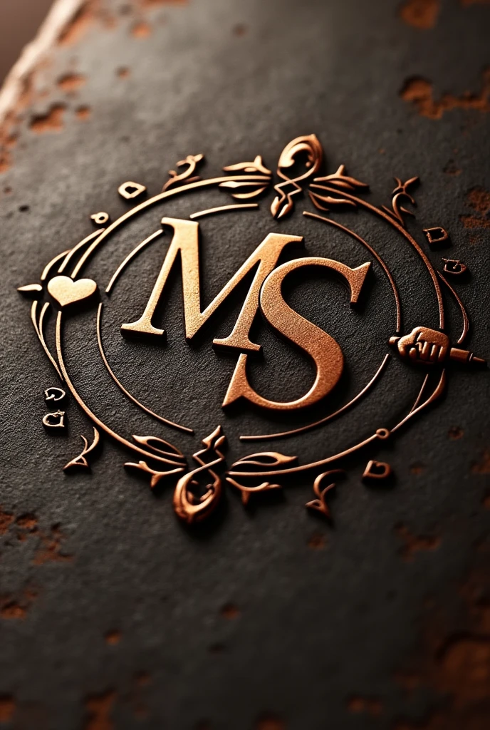 I need you to help me create a logo for a family home.
I want this logo to represent , through small symbols the family union, love, learning, fraternity. I would like the initials to be "My S" I would like it in iron colors