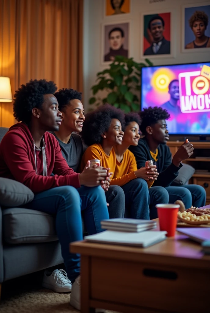 Des étudiants noir qui regarde le cabinet TOPWORK à la télé