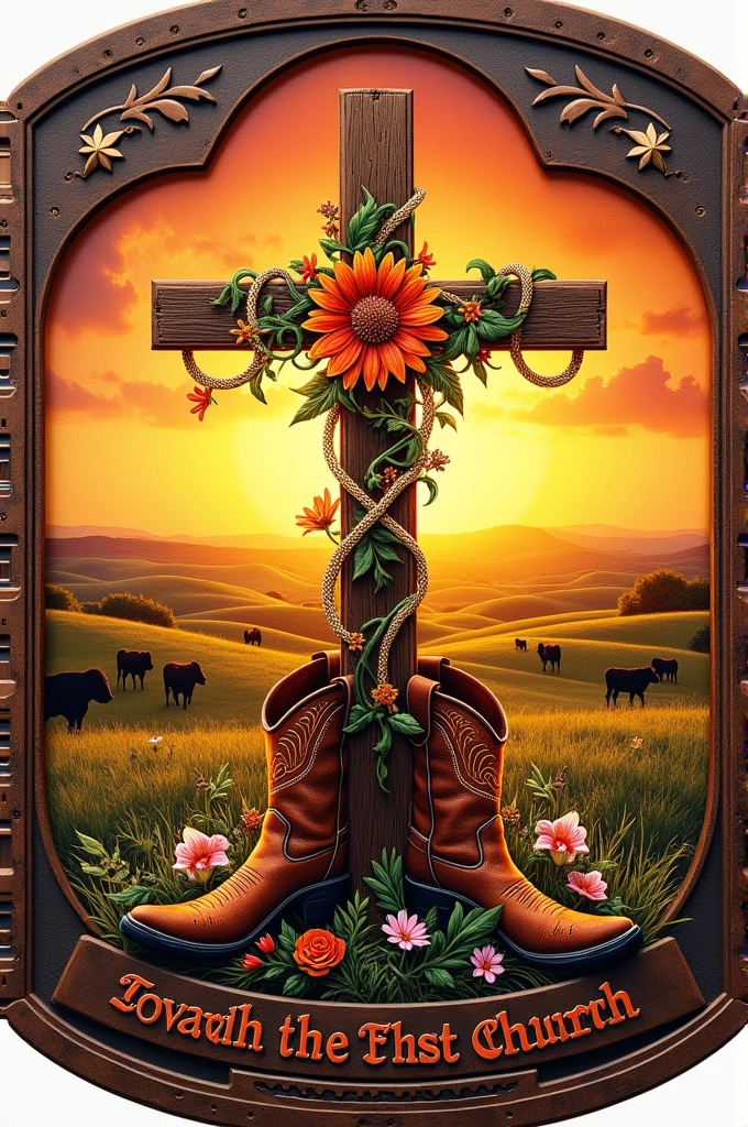 A church badge with a ranch theme