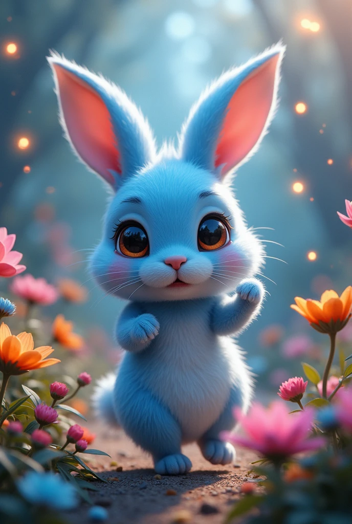 (translation:1.25), ((blue rabbit)),translation,cute, a bit, baby, beautiful, Fantasy art, Deviant art, Trending Art Station, Digital Art, detailed, Realistic, humanoid, character, small,Cinematic shots,Cinematic portrait of rabbit, cute character as a うさぎ,