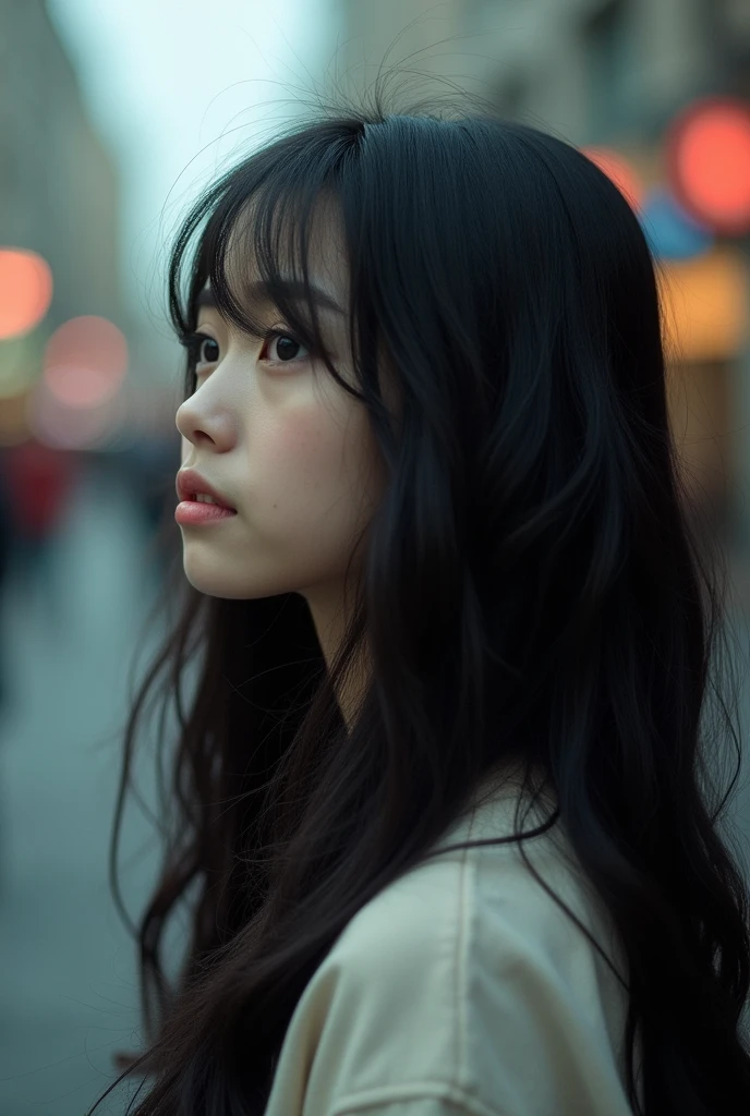  profile picture of a 16 year old girl, with black hair and fair skin,  that her face is not very visible and that the image quality is not good 