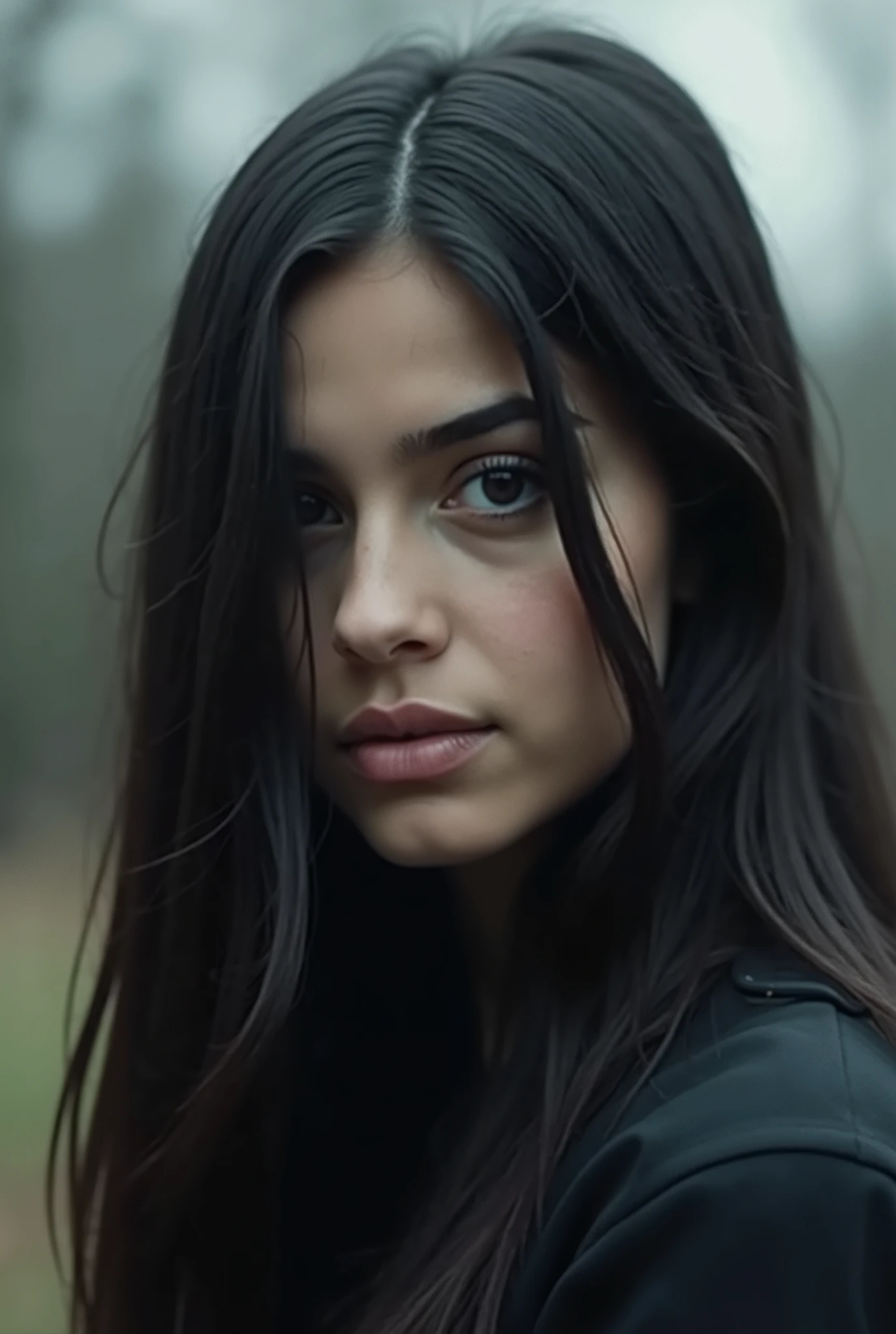 Facebook profile picture of a 16 year old girl, with black hair and fair skin,  that her face is not very visible and that the image quality is not good 