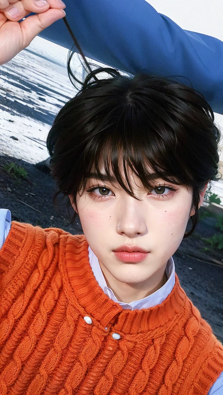 um close up de uma pessoa usando jaqueta e gravata, Jimin\the full lips, Jimin\the right eyelid is swollen, Jimin, Parque Jimin, rosto preciso do Jimin, Jimin\o nariz grego, Jung Jaehyun, jia, taejune kim, Yoongi de cabelo preto, hyung tae, Marcos Lee, Handsome androgynous prince