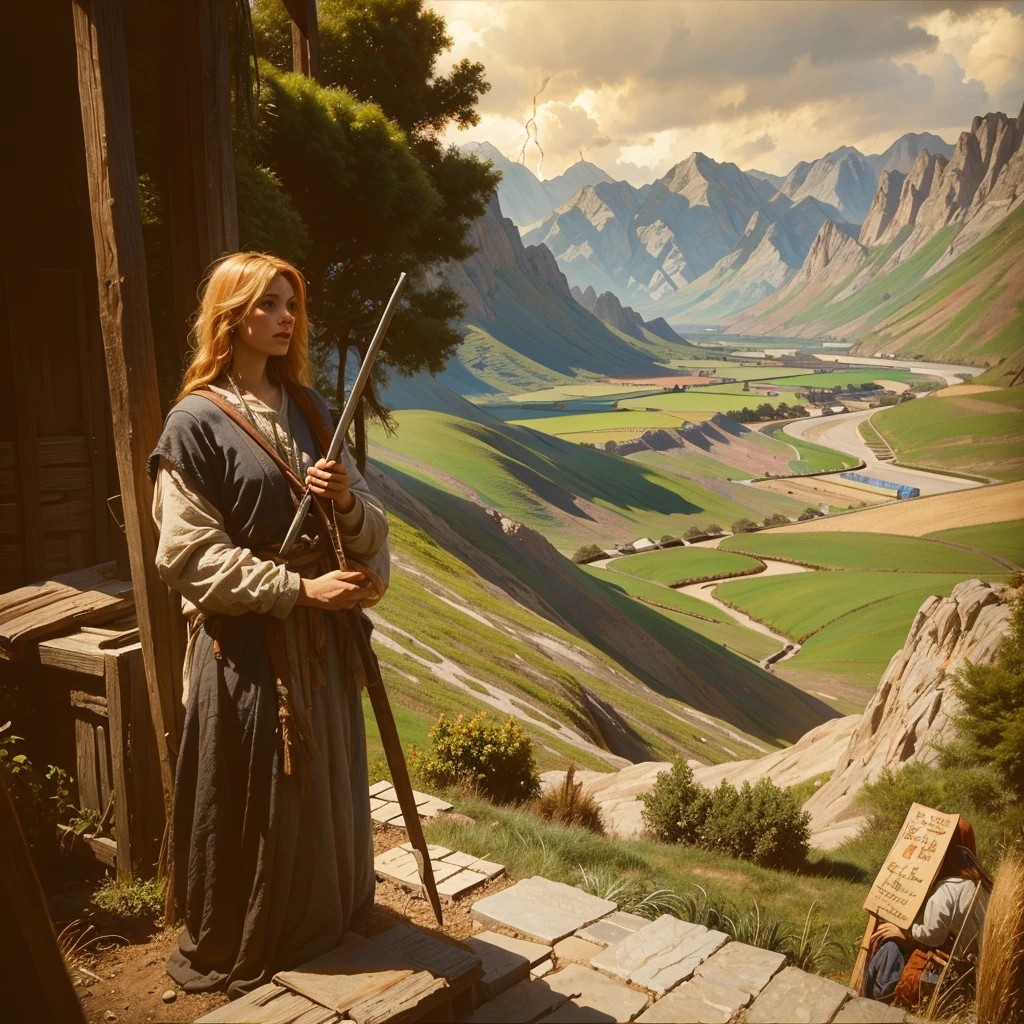A group of peasants working in the fields amid the Black Death pandemic, characters visibly exhausted and distressed, description of the impact of labor shortages, late 14th century, simple peasant clothing, rural landscape with fields and a distant village, peasants working despite illness, background showing fields and a small village, medium shot, hyper-realistic, photo realism, masterpiece, best quality, extremely detailed, cinematic lightning, intricate detail, high resolution, official art, high resolution illustration, 8K, depth of field, cinematography --ar9:16