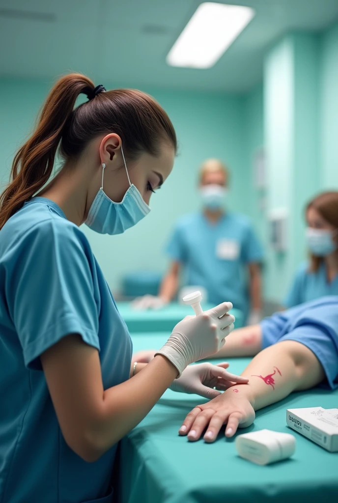 Create an animated visual of cleaning of the wound