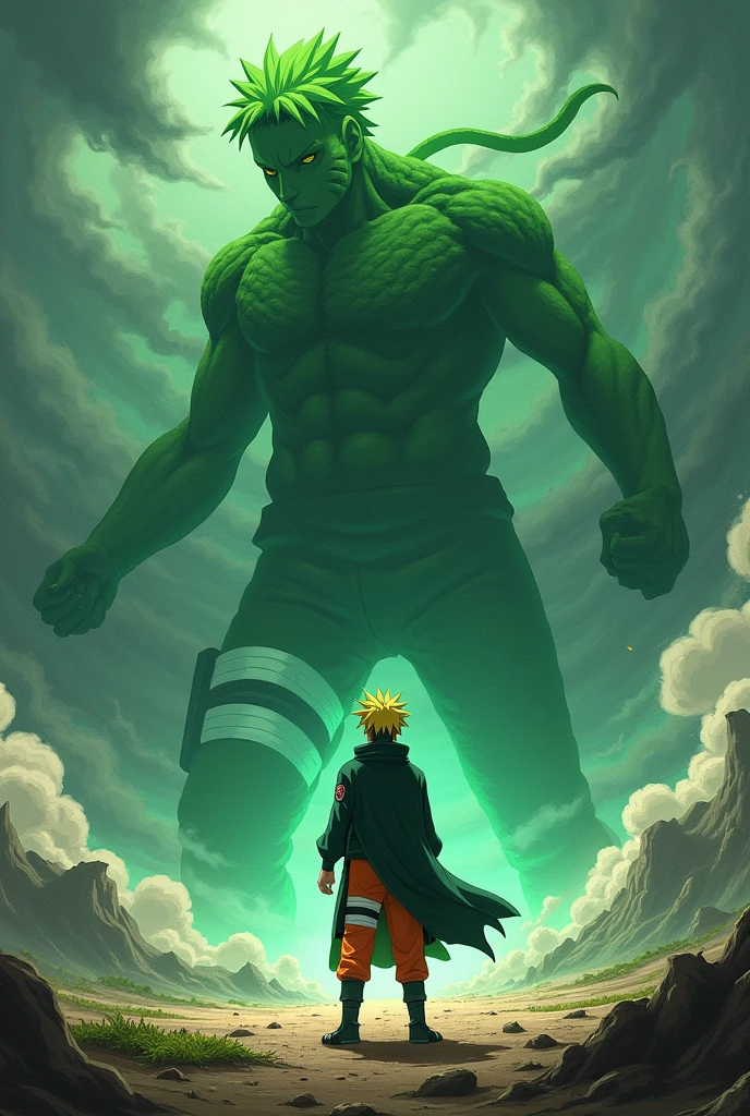 pain in naruto facing a green word called ABSTRACT 