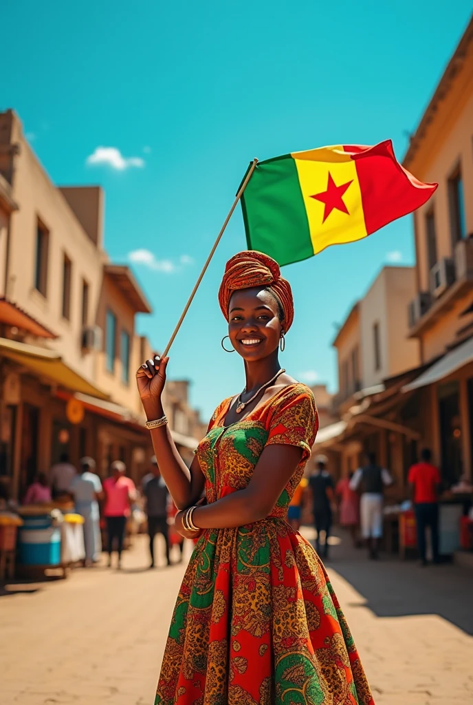 Senegalese woman with Senegal flag 