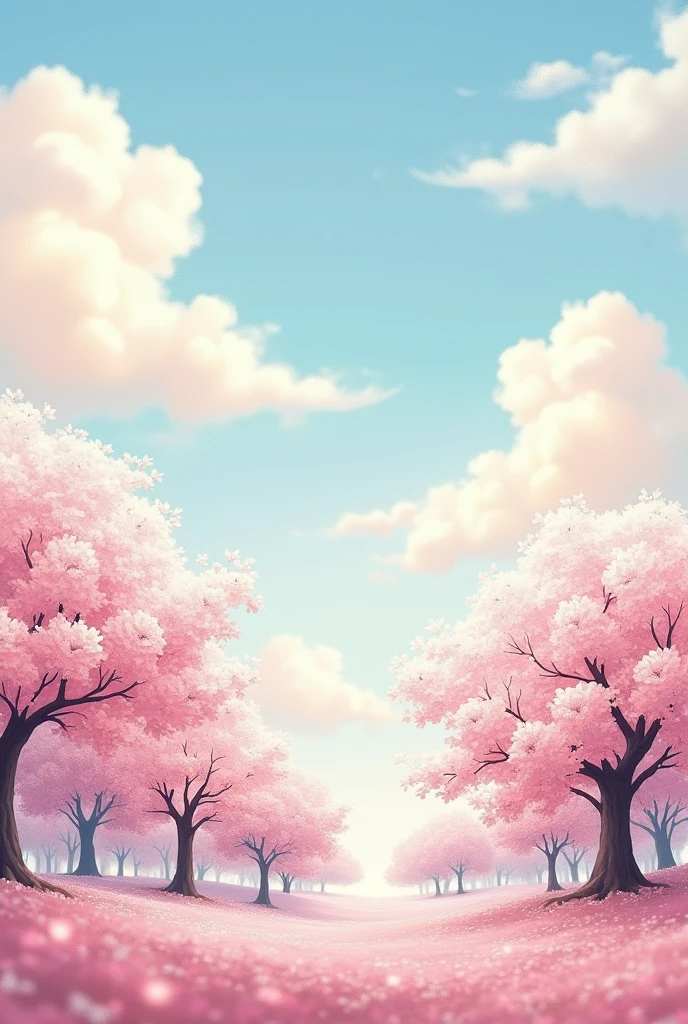 「Sky、Pastel、Like drawing with crayons、」high quality、Exquisite、Soft tones、Soft lighting、landscape、Soft touch、Blur effect、Sky中美丽的云彩、natural trees々、Elegant plum blossoms、breeze、nostalgic vibes。