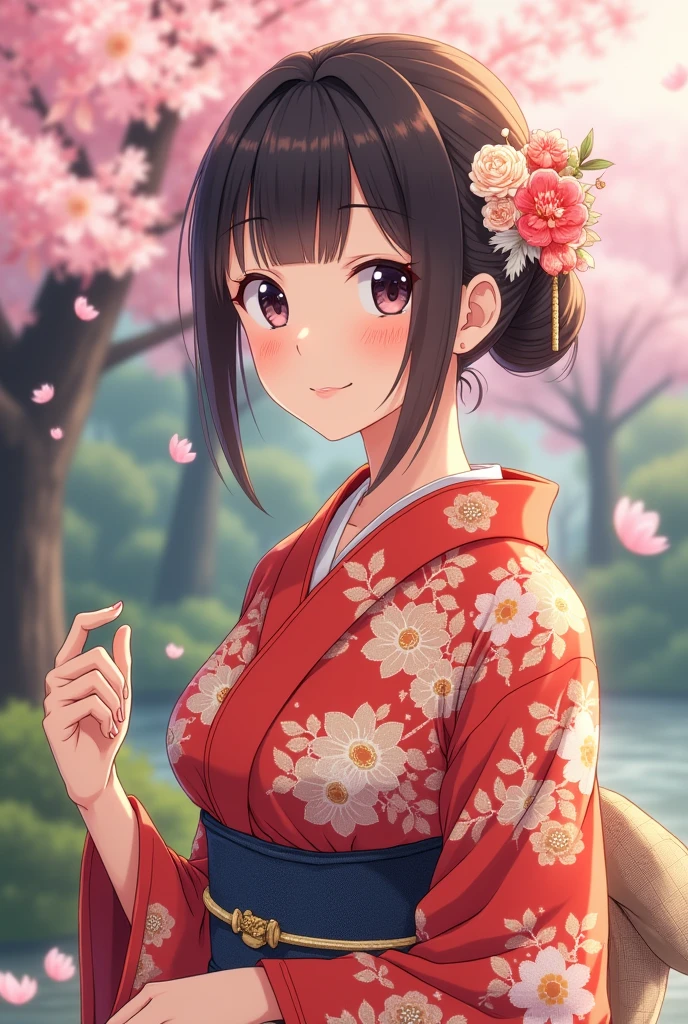 1girl, japanese clothes, yukata,  upper body, (mature female:1.5),seductive smile, 
masterpiece, best quality, intricate details,  anime screencap, flat color,