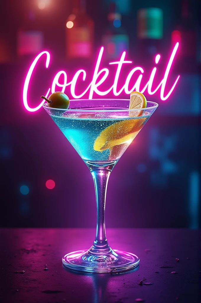 Create a cocktail neon logo