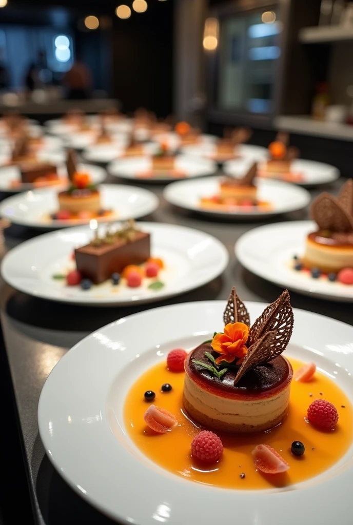 Photos of specific dishes that your company would produce, like artistically printed desserts, elaborate dishes, or examples of creative food shapes that would only be possible with 3D printing.