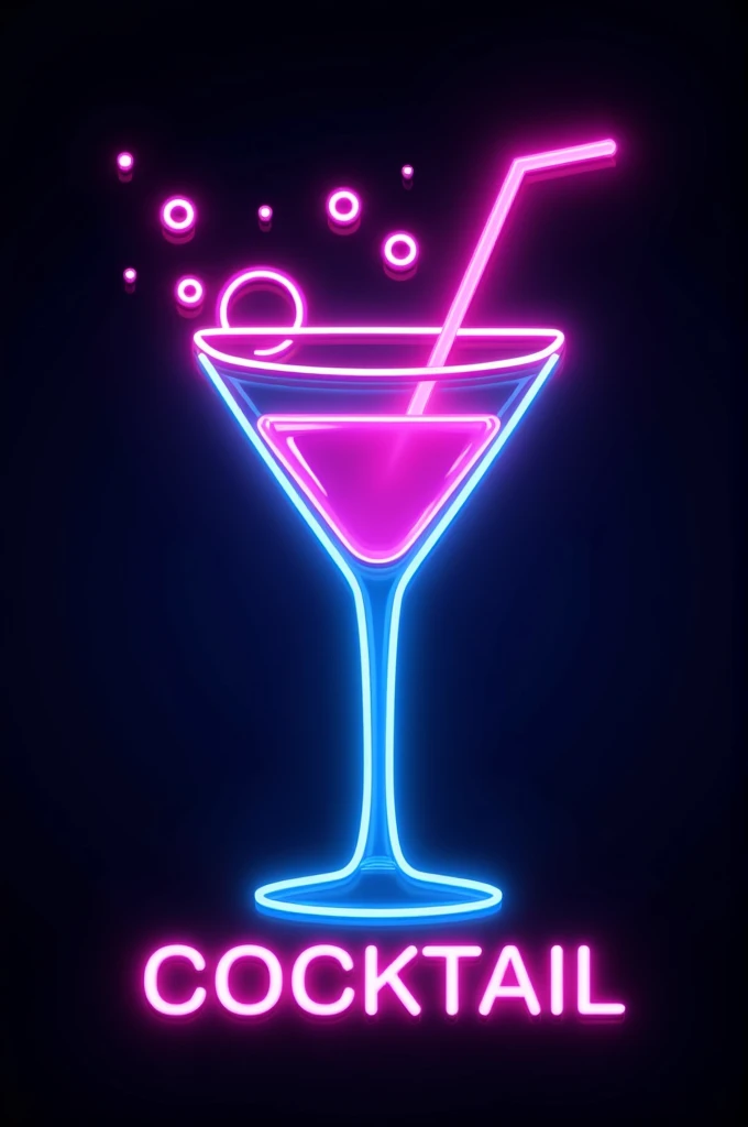 Create neon cocktail logo png