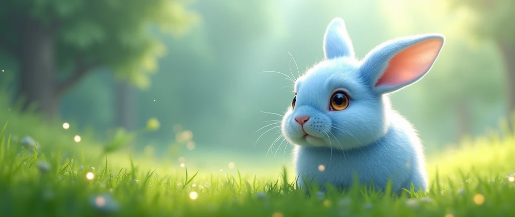 (translation:1.25), ((A round, light blue rabbit, Genuine)),translation,cute, a bit, baby, beautiful, Fantasy art, Deviant art, Trending Art Station, Digital Art, detailed, Realistic, Genuineのうさぎ, small,Cinematic shots,Cinematic portrait of rabbit, Aligned on the right,