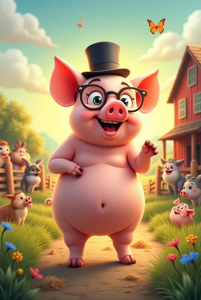 pig in a mocking pose