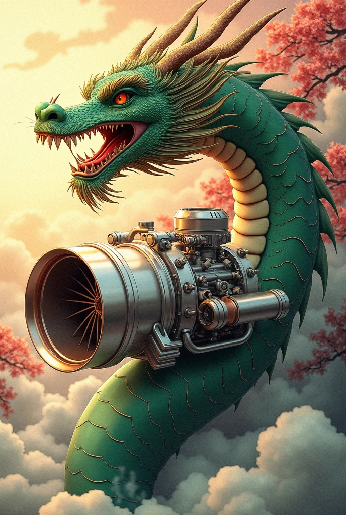 Draw a turbo and a dragon wrapping around the turbo, and add some Japanese style.,Okay Ali, turbo makes,not with the dragon scale in green