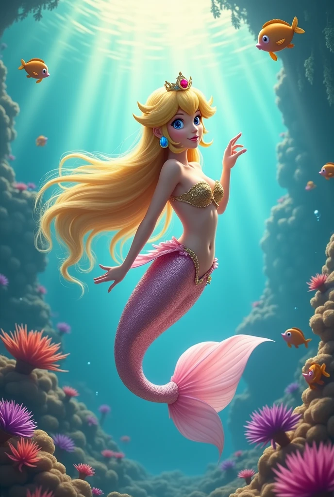 Princess Peach with a mermaid tail