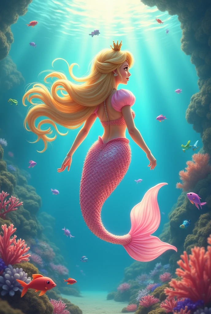 Princess Peach with a mermaid tail