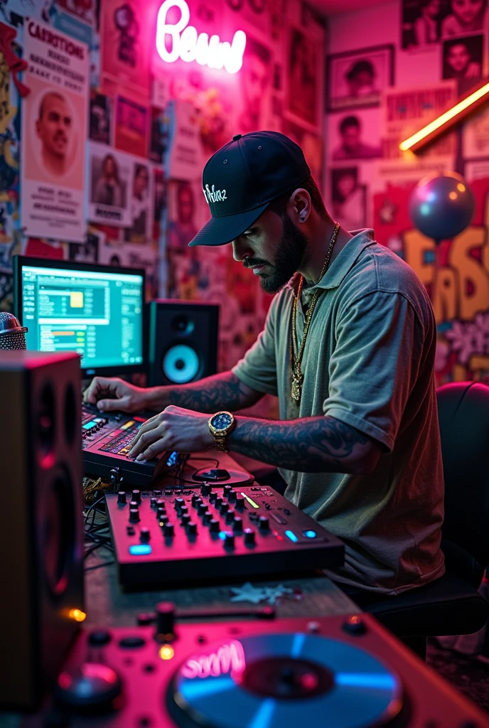 Reggaeton cassette of perreo, we're leaving the party DAYRO NIGGA in a music studio