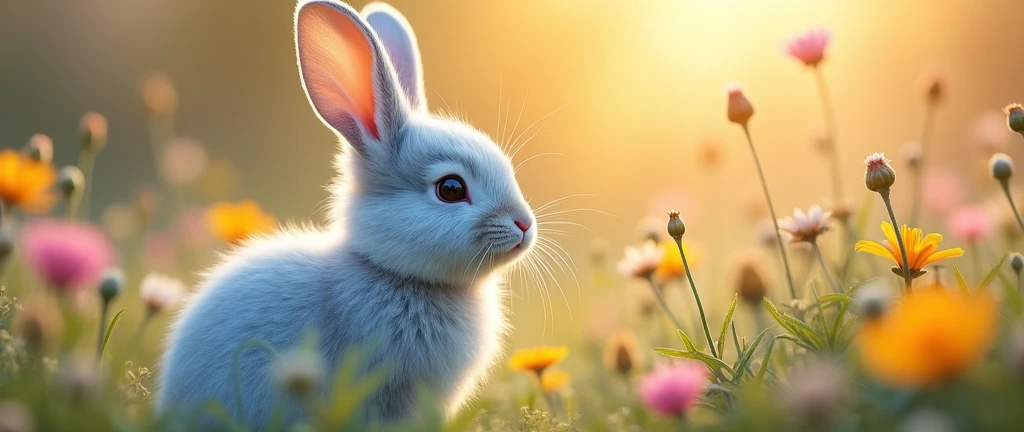 (translation:1.25), ((A fluffy, round, light blue rabbit:1.5, Genuine:1.8, Realistic:2.0, wild rabbit)),translation,cute, baby, beautiful, Deviant art, A photo taken by the world&#39;s best photographer, Aligned on the right,