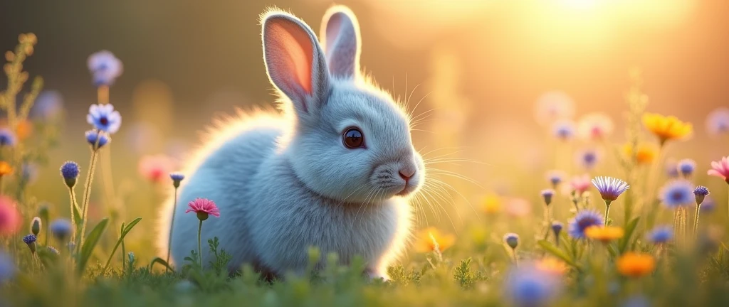 (translation:1.25), ((A fluffy, round, light blue rabbit:1.5, Genuine:1.8, Realistic:2.0, wild rabbit)),translation,cute, baby, beautiful, Deviant art, A photo taken by the world&#39;s best photographer, Aligned on the right,