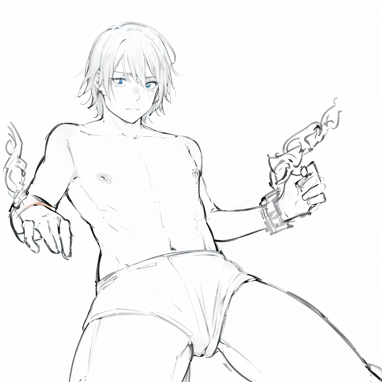 masterpiece, (Front focus), Young male, Dynamic Lighting, Art Station, poster, Volumetric Lighting, The face is rich in detail,blue eyes,4K, The award-winning, 1 boy, Low profile,full-body shot, (Official clothing: 1.4,White lace dress), blonde, Naked, Men, Expression of surprise and shyness, Flushed face,shy,captivity,Being sexually harassed by men