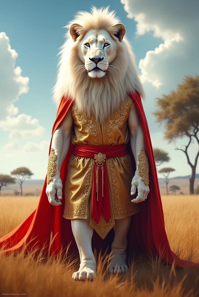 White lion with the attire of a liberator