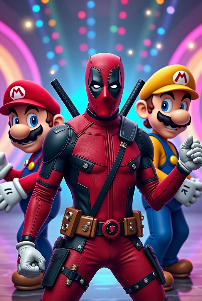 Deadpool and Mario bros dressed up as Michael Jackson