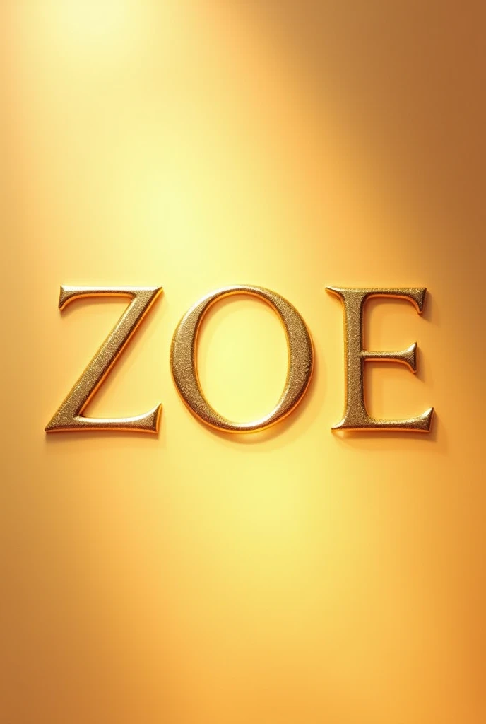 Logo with the name ZOE in a golden pastel gradient with a gold background
